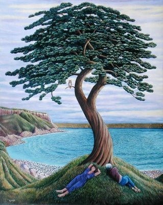Dreaming of Trees on Portland, 2001 (oil on canvas) by Liz Wright - print