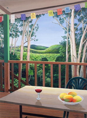 Annie's Deck in Kuranda, Queensland Australia, 2006 (acrylic on paper) by Liz Wright - print