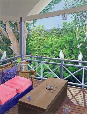 Carolyn's Deck in Avalon, New South Wales Australia, 2006 (acrylic on paper) by Liz Wright - print
