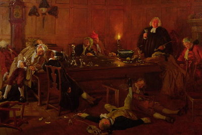 Fine Art Print of The Reverend Geoffrey Shovel, Chaplain of the Fleet, with his drinking companions by Thomas Davidson