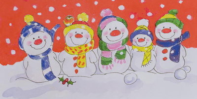 Snow Family (w/c and ink on paper) by Diane Matthes - print