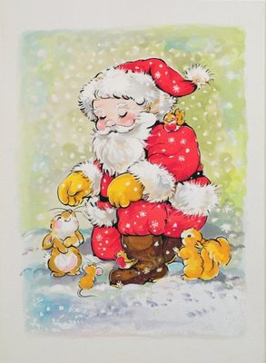 Father Christmas with Animals by Diane Matthes - print