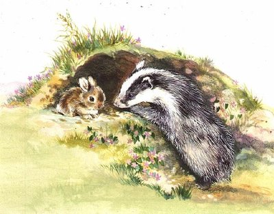 Badger and a Rabbit by Diane Matthes - print