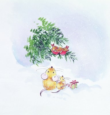 Christmas Mice and Robins by Diane Matthes - print