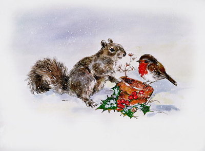 The Squirrel and the Robin by Diane Matthes - print