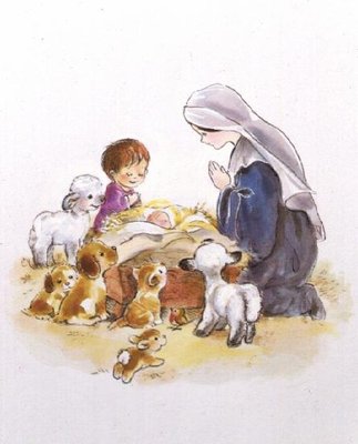 Little Friends with Mary and Jesus by Diane Matthes - print