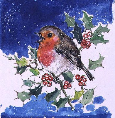 Robin Red-breast, 1996 (w/c) by Diane Matthes - print