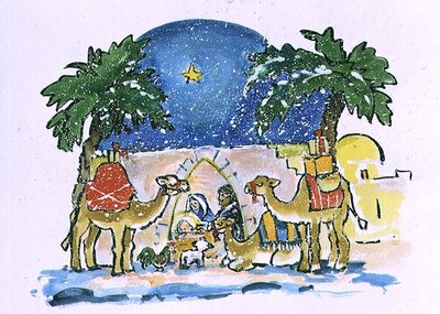 Nativity, 1996 (w/c) by Diane Matthes - print