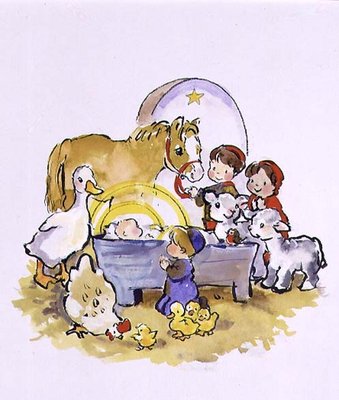 Adoration of the Animals, 1996 (w/c) by Diane Matthes - print