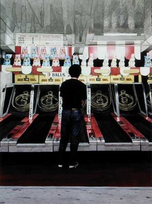Skee Ball, Self Portrait (Coney Island) 1990 (ink wash on paper) (see also 138478) by Max Ferguson - print