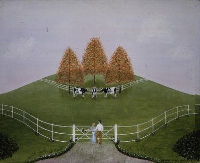 A Pastoral Landscape, 1980 (oil on board) by Mark Baring - print