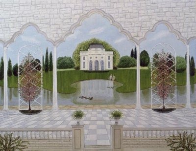 Le Chateau Rose, 1993 (oil on board) by Mark Baring - print