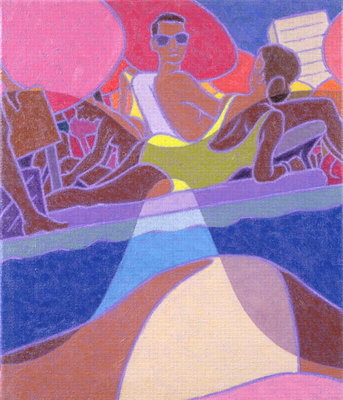 Across the Pool, 1997 (oil on canvas) by Michael Buhler - print