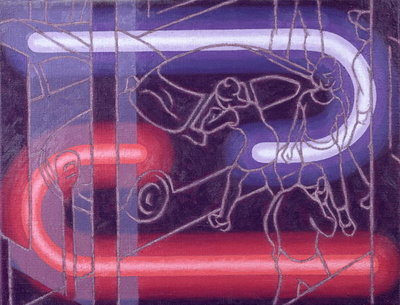 On the Game, 1999 (oil on canvas) by Michael Buhler - print