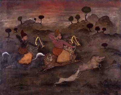 Hunting Scene (gouache and varnish on panel) by Mark Briscoe - print