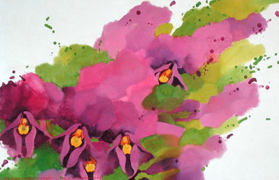 Violets, 1995 (acrylic on canvas) by Myung-Bo Sim - print