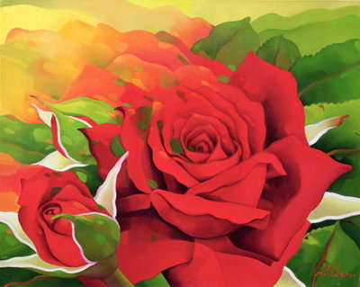 The Roses in the Festival of Light, 2003 (oil on canvas) by Myung-Bo Sim - print
