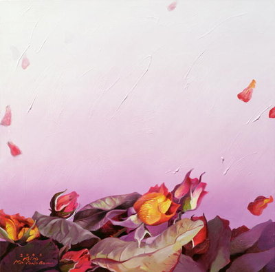 The Roses, 2002 (oil on canvas) by Myung-Bo Sim - print