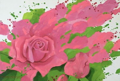 The Rose, in the Festival of Light, 1995 (oil on canvas) by Myung-Bo Sim - print