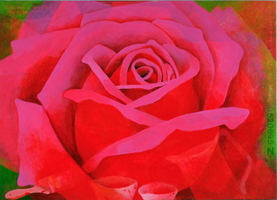 The Rose, 1995 (acrylic on canvas) by Myung-Bo Sim - print