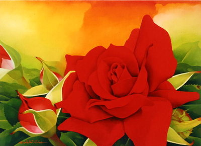 The Roses, 2003 (oil on canvas) by Myung-Bo Sim - print