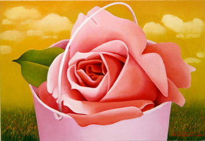 The Rose Bucket, 2004 (oil on canvas) by Myung-Bo Sim - print