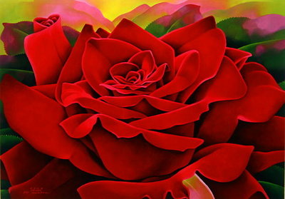 A Great Rose, 2004 (oil on canvas) by Myung-Bo Sim - print