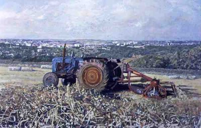 Harvesting Tractor, 1995 (gouache) by Martin Decent - print