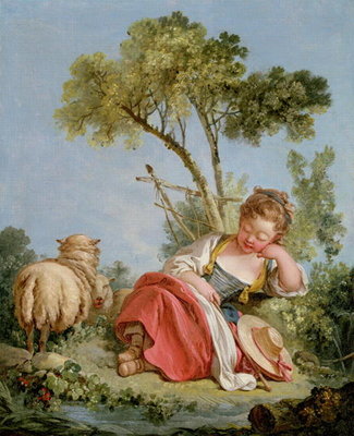 Fine Art Print of The Little Shepherdess, c.1754 by Francois Boucher