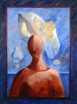 Zoe de la Mer, 1994 (oil on paper) by Marie Hugo - print