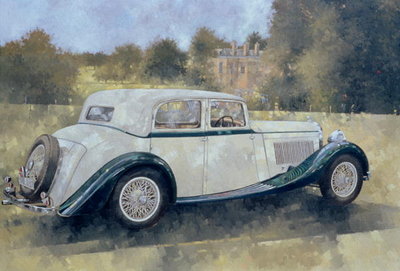 The Green and White Bentley at Althorp (oil on canvas) by Peter Miller - print