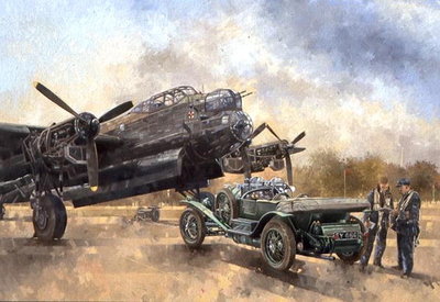 A Lancaster and a Bentley, 2000 (oil on canvas) by Peter Miller - print