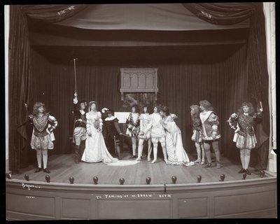 Fine Art Print of A scene from an amateur production of "The Taming of the Shrew" presented at Barnard College, New York by Byron Company