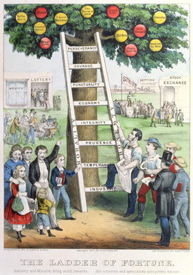 Fine Art Print of The Ladder of Fortune, pub. by Currier and Ives, New York, 1875 by American School
