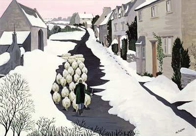 Whittington in winter by Maggie Rowe - print