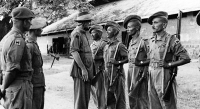 Fine Art Print of Major General Sir Frank Messervy inspecting Indian Army troops in Burma, 1944 by English Photographer