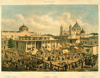 Fine Art Print of Iturbide Market, Old St. John Sq, Mexico City by Mexican School