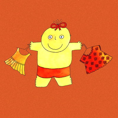Baby with Clothes, 1999 (w/c, ink &amp; digital) by Julie Nicholls - print
