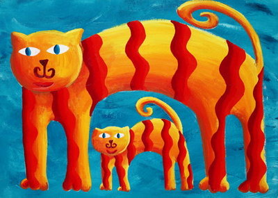 Fine Art Print of Curved Cats, 2004 by Julie Nicholls