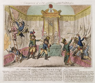 Fine Art Print of Consequences of a Successful French Invasion, or We Explain de Rights of Man to the Noblesse, 1798 by James Gillray