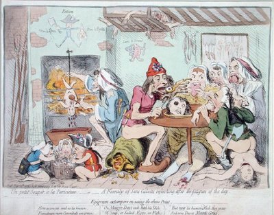Fine Art Print of Un Petit Souper a la Parisienne, or A Family of Sans-Culottes Refreshing after the Fatigues of the Day, published by Hannah Humphrey in 1792 by James Gillray