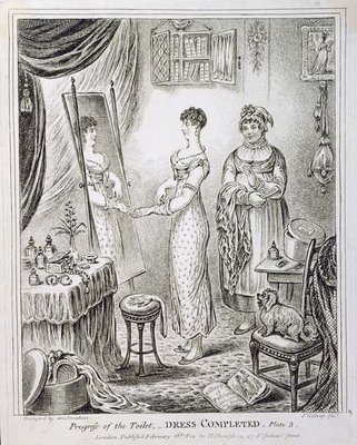 Fine Art Print of Progress of the Toilet, or Dress Completed, published by Hannah Humphrey in 1810 by James Gillray