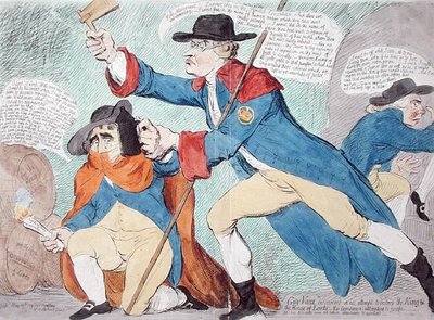 Fine Art Print of Guy Vaux discovered in the attempt to destroy the King &amp; the House of Lords, published by Hannah Humphrey in 1791 by James Gillray