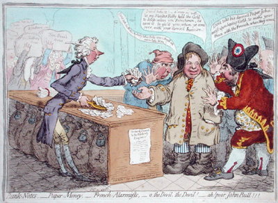 Fine Art Print of Opening of the Budget, or John Bull giving his breeches to save his Bacon, published by Hannah Humphrey in 1796 by James Gillray