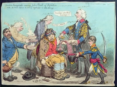 Fine Art Print of Dr Sangrado curing John Bull of Repletion, published by Hannah Humphrey in 1803 by James Gillray