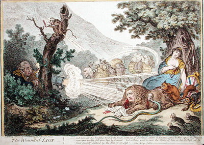 Fine Art Print of The Wounded Lion, published by Hannah Humphrey in 1805 by James Gillray