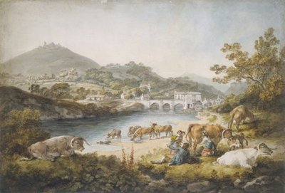 Fine Art Print of Llangollen and Dinas Bran, 1796 by Julius Caesar Ibbetson