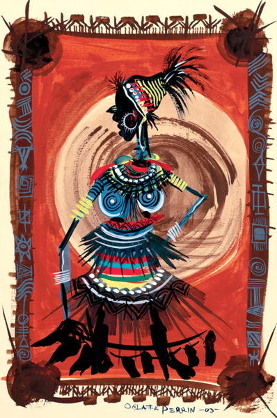 Mama Africa, 2003 (w/c &amp; ink on paper) by Oglafa Ebitari Perrin - print