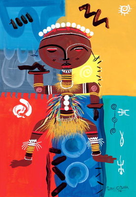 Ashanti, 2004 (w/c &amp; ink on paper) by Oglafa Ebitari Perrin - print