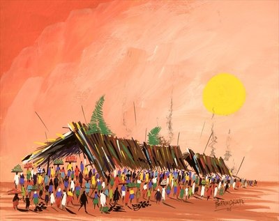 African Life, 2006 (w/c &amp; ink on paper) by Oglafa Ebitari Perrin - print